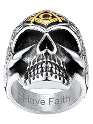 Personalized Custom Sugar Skull Ring, Mens