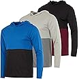 Real Essentials 3 Pack: Men's Mesh Long Sleeve Athletic Pullover Hoodie Sweatshirt Pockets UPF 50+ (Available in Big & Tall)