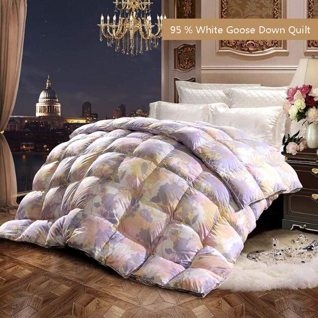 LanPerro Goose Down Comforter Queen, 95 White Goose Down, 100 Cotton