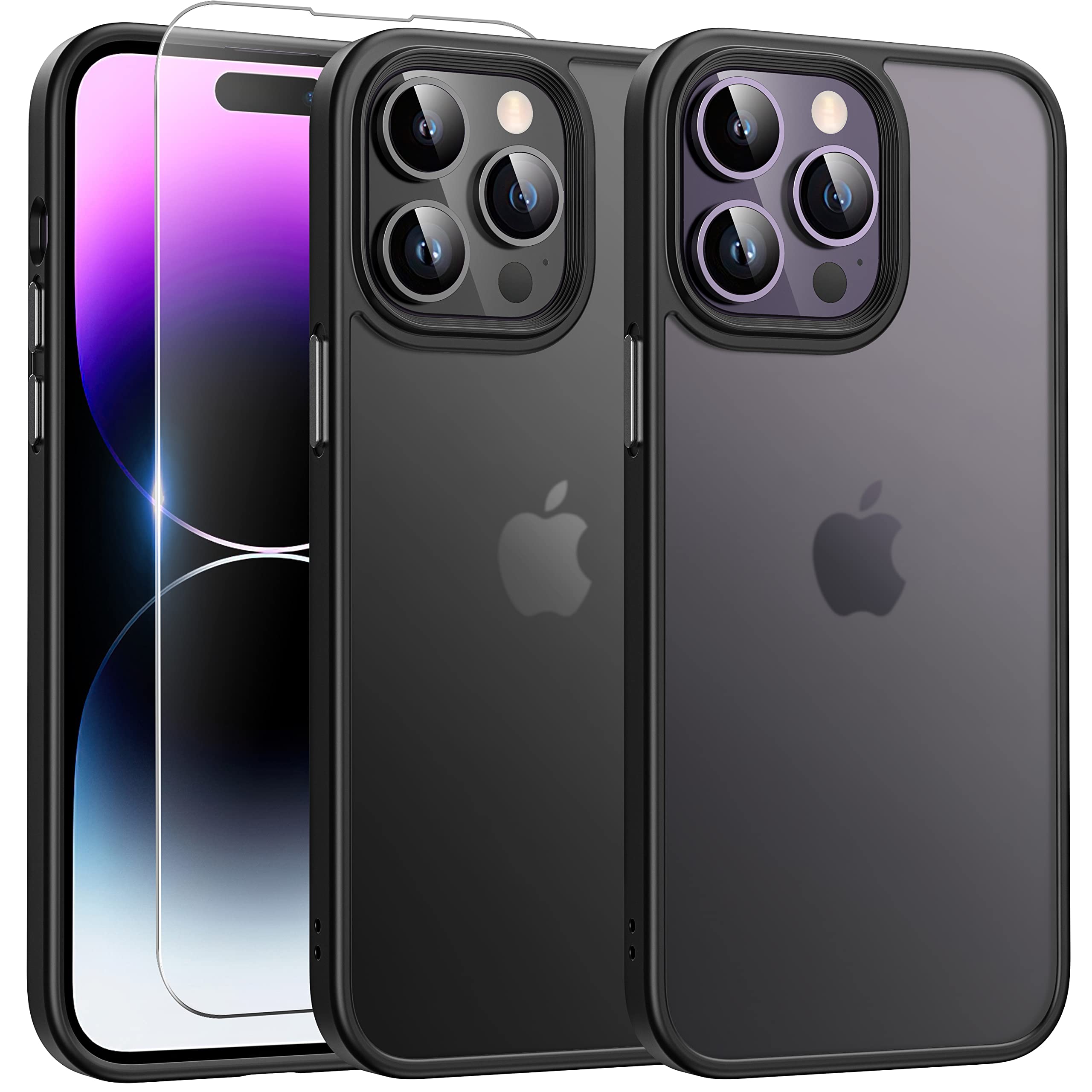 Incept Matte Case for iPhone 14 Pro Max with Tempered Glass Screen Protector [Military Grade Shockproof Drop Protection] Translucent Premium Frosted Anti-Fingerprint - Hard Back Phone Cover - 6.7" — image 1