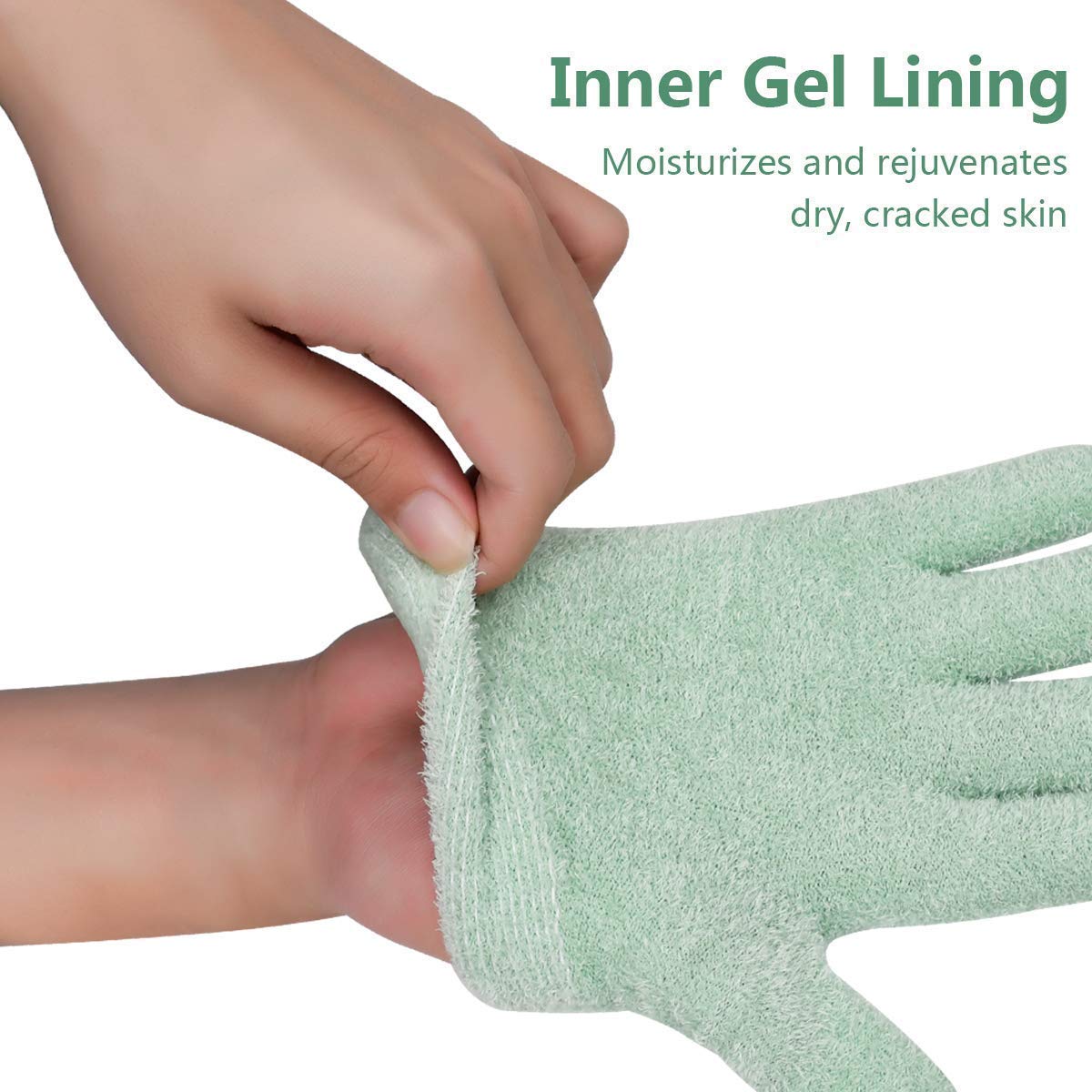 Moisturizing Socks and Gloves Overnight, Gel Gloves and Socks for Dry Cracked Feet Women & Hands Spa Treatment, Gel Lining Infused with Essential Oils and Vitamins(Green) : Beauty