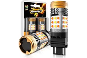 Auxbeam B21 Series 3157 Switchback LED Bulbs Built in Resistor CANBUS Error Free Anti Hyper Flash T25 3057 3457 4157 Bulbs White and Amber 600% Super Bright Turn Signal Light DRL Parking Light