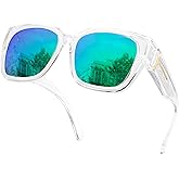 SIPHEW Mirrored Sunglasses Polarized Fit Over Glasses for Women - Trendy Large Square w UV400 Protection Sun Glasses
