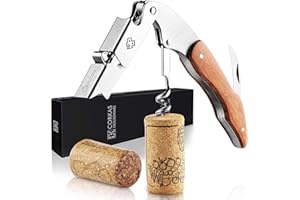 CORKAS Wine Opener - Professional All-in-One Waiter Corkscrew with Upgraded Double Hinged, Foil Cutter and Bottle Open, Great