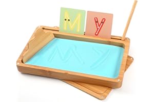 AtMini Sand Tray for Classroom Montessori Sand Tray with Lid Wooden Sand Trays for Kids Writing Letters and Numbers (Blue)