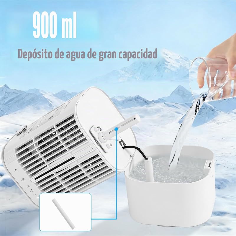 Ventilador móvil con depósito de agua de 900 ml, temporizador de 2/4 h — foto 6 de 8