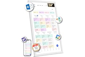 BSIMB 24 Inch Digital Calendar Chore Chart, Electronic Calendar Smart Family Planner 1080P FHD Touchscreen Interactive Display Wall & Desk Mount Seamless Scheduling White