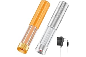 HTPOW 2PCS LED Strobe Baton Light Bright Rechargeable LED Light Club Signs for Bottle Service Reusable Nightclub Parties (Gold+Sliver)