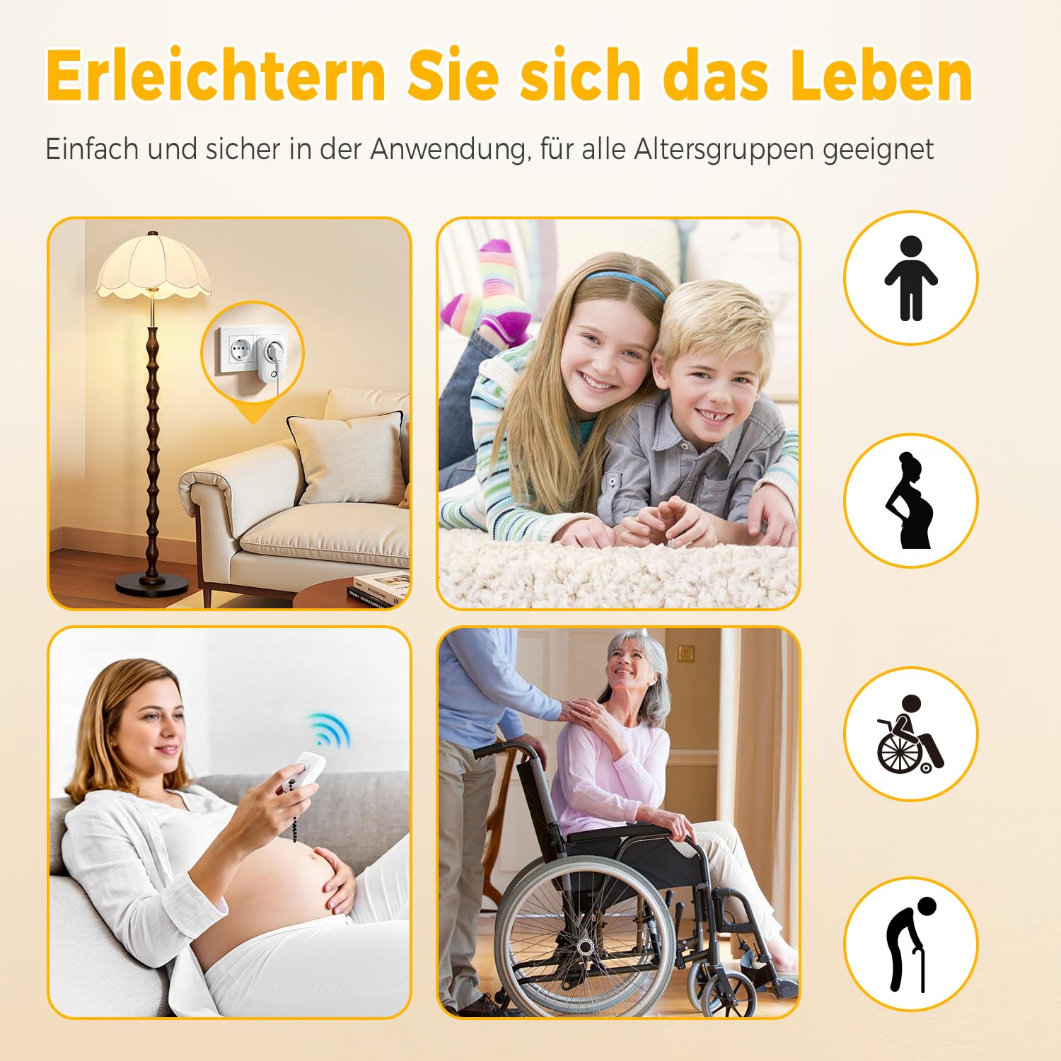 Funksteckdose mit Fernbedienung, Steckdose für Haushaltsgeräte und Lampen, 13A Ferngesteuerte Stecker, Reichweite 30 m, Programmierbar, 1 Steckdose mit 1 Fernbedienung, Weiß 7