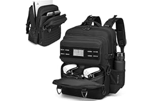 BISKLNDN Tactical Gaming Backpack for PS5, Portable Travel Carrying Case for PS5/PS5 Pro/PS5 Slim/PS4 Console, Multiple Pockets PS5 Travel Bag Fits PlayStation 5, 15.6" Laptop, Monitor & Controllers