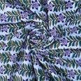 E-Tailor® Indian Ethnic 100% Cotton Voile Running Hand Block Print Natural Fabric for Dressmaking, Sewing, Crafting, Upholestry Fabric by The Yard-1 Yard-Floral-Grey (Pattern-13, 1 Yards)