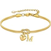 M MOOHAM Initial Knot Bracelets for Women - 18K Gold Plated Initial Knot Bracelets for Women Teen Girls, Trendy Letter A-Z Love Charm Bracelet Dainty Jewelry Womens Bridesmaid Birthday Gifts