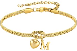 M MOOHAM Initial Knot Bracelets for Women - 18K Gold Plated Initial Knot Bracelets for Women Teen Girls, Trendy Letter A-Z Love Charm Bracelet Dainty Jewelry Womens Bridesmaid Birthday Gifts
