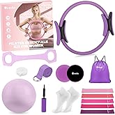 Hoedia 17 PCS Pilates Kit for Women, Pilates Equipment Ring and Ball Set with Resistance Bands, Yoga Strap, Core Sliders, Socks, Bag & Guide for Starter Home Workout Fitness Gym Essentials