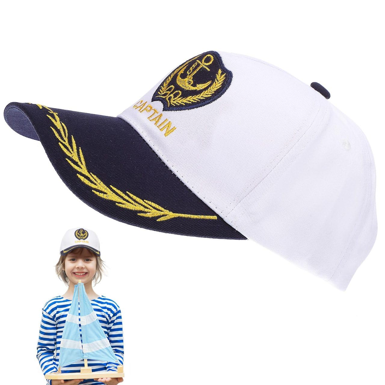 jojofuny Retro Captain Baseball Cap - Adjustable Navy Sailor Hat for Men & Women - Nautical Sun Visor for Yachting, Boating & Beach - Sea Captain Headwear