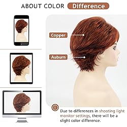 TISHINING Short Ombre Copper Pixie Cut Wigs for