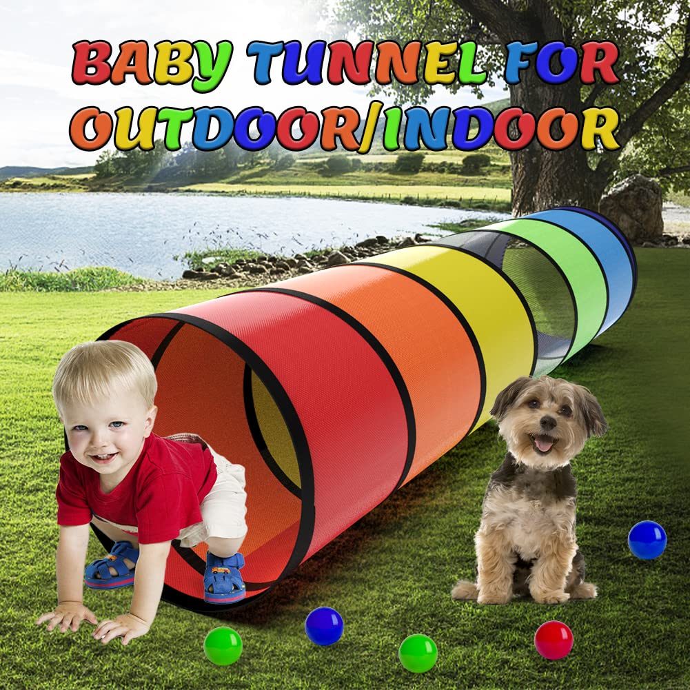 Kids Play Tunnel for Toddlers 1-3 Colorful Pop Up Baby Tunnel for Kids to Crawl Through 6 Foot with Breathable Mesh Collapsible Toddler Toys Gift for Children Backyard Playset