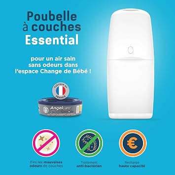 Angelcare Essential Papelera De Panales Con 1 Recarga Antiolores Y Antigermenes Gran Capacidad Diseno Ergonomico Uso Sencillo Color Blanco Amazon Es Bebe