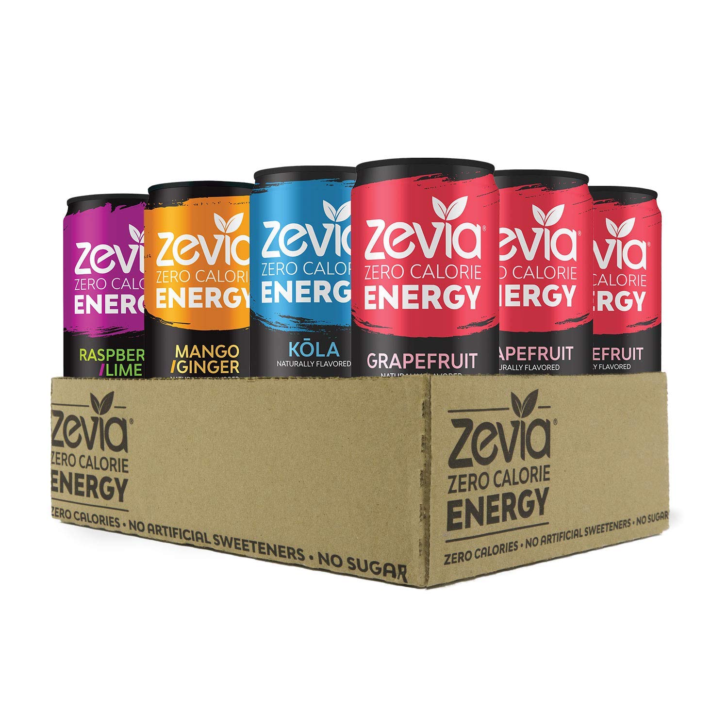 Zevia Zero Calorie Energy Drink, Variety Pack, 12 Ounce Cans (Pack of 12) : Grocery & Gourmet Food