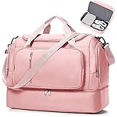 Travel Duffle Bag, Weekender Bags for Women,Carry On Overnight Personal Item Travel Bag with Shoes Compartment,Pink
