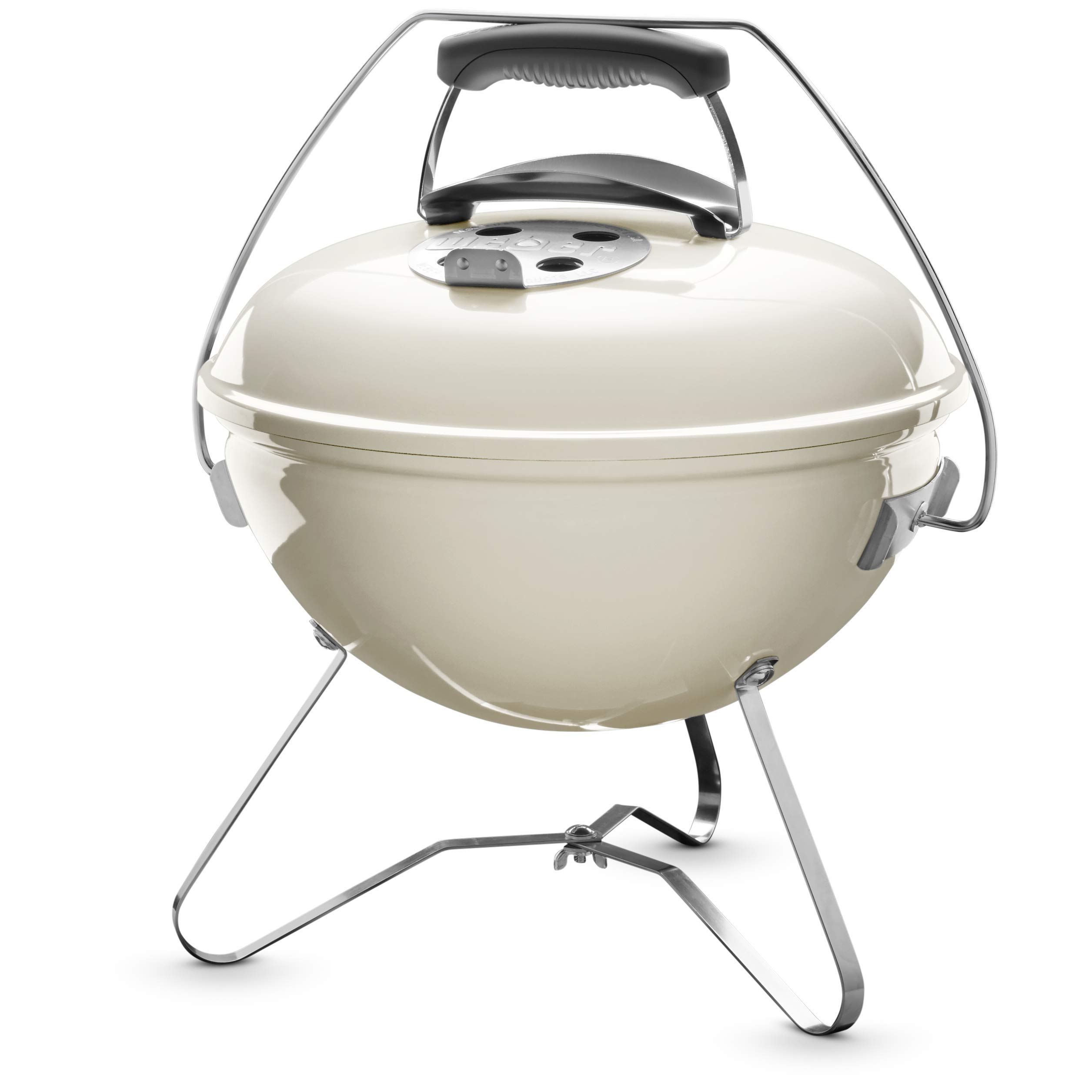 Weber Smokey Joe Premium Charcoal Barbecue/Portable Design, Porcelain-Enamelled Lid & Bowl, 37 cm Cooking Surface, Tuck-N-Carry Handle, Ivory — image 1