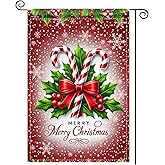 Nuxovilar Winter Garden Flag Winter Decorative Garden Xmas Yard Flags Double Sided For Outside Holiday Farmhouse Outdoor Decorations Polyester (Merry ChristmasType C,11.81 X 39.37 Inches)