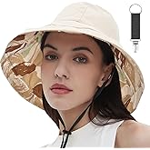 vidsel Womens Sun Hats Wide Brim Reversible Bucket Cotton Hat Packable Summer Travel Cap with Hat Clip,UV Protection