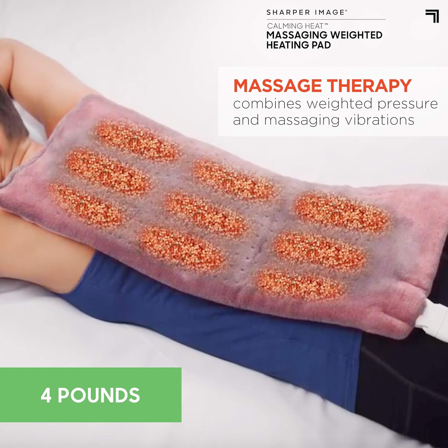 Calming Heat Massaging Weighted Heating Pad by Shaper Image- Electric Heating Pad with Massaging Vibrations, Auto-Off,12 Settings- 3 Heat, 9 Massage- 27 Relaxing Combinations, 12” x 24”, 4 lbs: Health & Personal Care