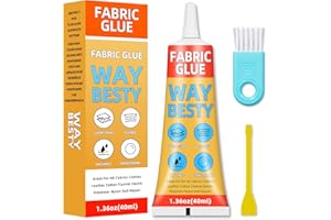WAYBESTY Fabric Glue Permanent, 40ml Liquid Stitch Fabric Glue for Clothing Permanent Washable, Patches, Denim, Leather, Polyester, Flannel, Cotton-Mighty mend it Waterproof (1 Pack 1.36oz)
