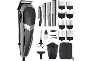 COSYONALL Hair Clippers for Men Pro Corded Hair Trimmer Cutting Kit with 8 Clipper Guide Combs Hard Storage Case for Hair Cutting (Black)