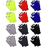 Pangda 12 Pairs Winter Touch Screen Gloves for Men Women Stretch Knitted Texting Gloves Warm Windproof Solid Color Mittens