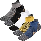 ABTRAV Men's Toe Socks Cotton Athletic Socks No Show Five Finger Sports Socks Arch Support Ankle Socks 6-9/9-12