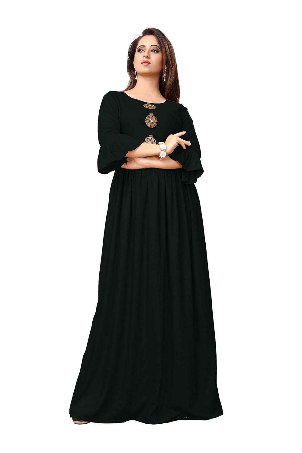 saree kurti marts latest new rayon mustard coloured gown (skm-804_main)