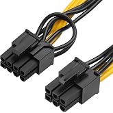 GINTOOYUN 2-Pack PCIE 6 Pin Male to 8 Pin (6+2) Male GPU Power Cable for CoolerMaster and Thermaltake Power Adapter Cable Supply with PCIe 6 Pin Port PCI Express Pin Adapter Power Cable, 20 inch
