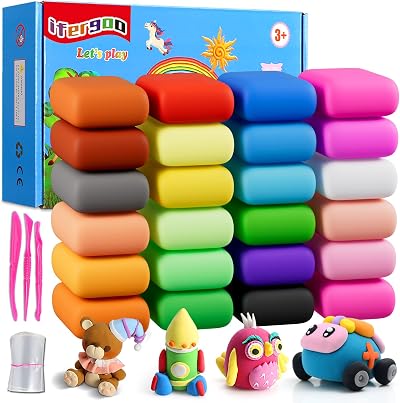 iFergoo Air Dry Clay Kit 24 Colors with Tools & Manual Educational Gift