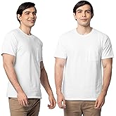 Fruit of the Loom Mens Eversoft Cotton Short Sleeve Pocket T-Shirts, Breathable & Tag Free, 2-Pack