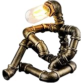 EFAYCRR Steampunk Table Lamp, Creative Robot Style Desk Lamp Vintage Industrial Water Pipe Light for Bedside Table Nightstand Bar Restaurant Café