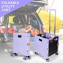 Rolling Crate Utility Cart Collapsible Tote Basket
