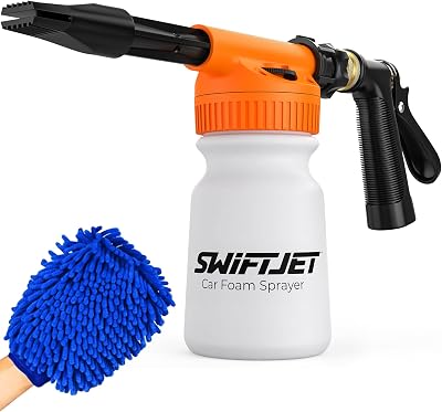SwiftJet car wash foam gun with microfiber wash mitt for garden hose