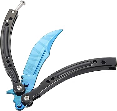 Amazon 折りたたみ戦術トレーナー練習バタフライナイフ 刃なし おもしろ雑貨 青い No Brand フォールディングナイフ