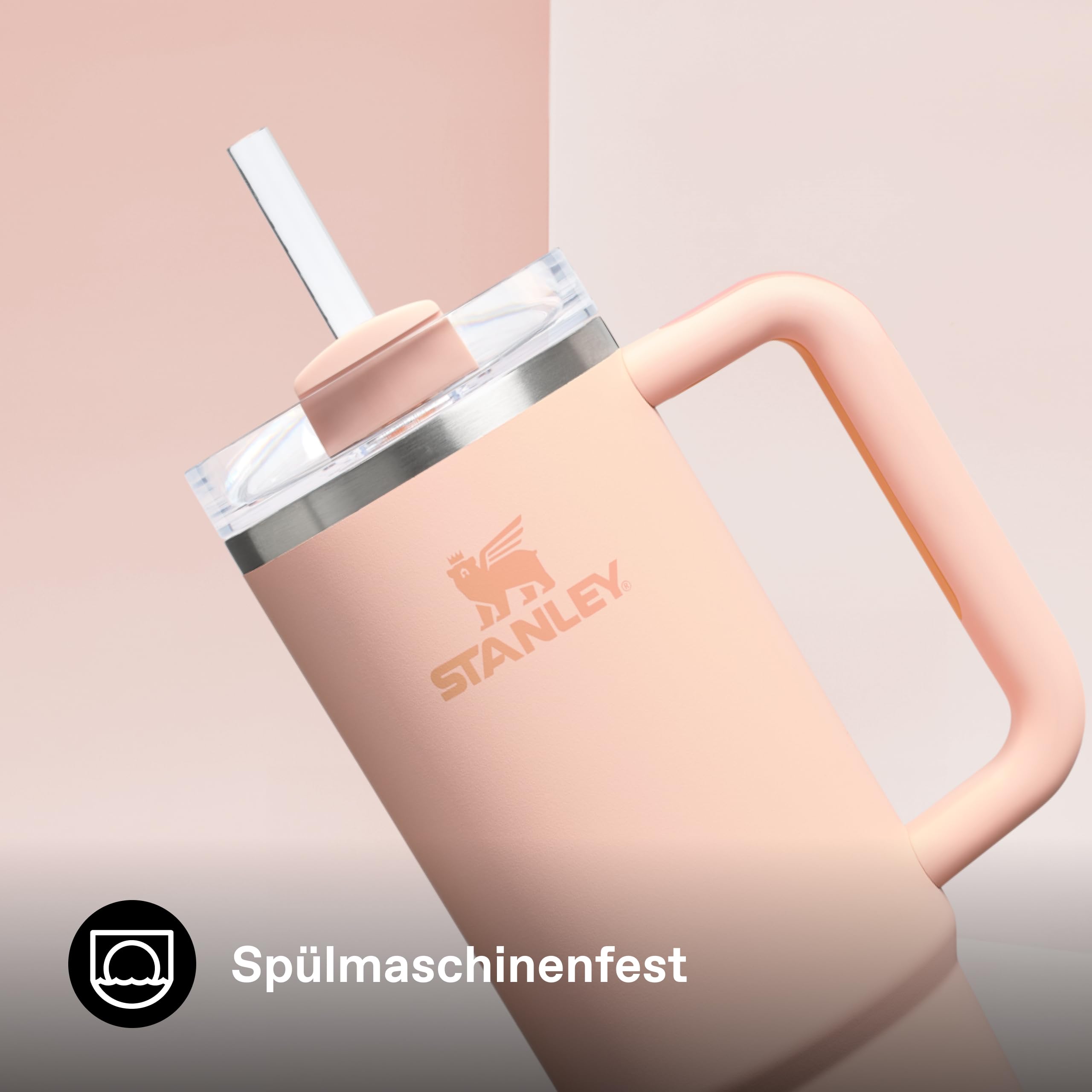 STANLEY 1913 Quencher H2.0 Flowstate Trinkflasche Mit Strohhalm 0.89L - Thermobecher Kühlt 9 Stunden - 40 Stunden Eisgekühlt - Thermosflasche BPA Frei - Edelstahl Trinkbecher - Orange Cream 7