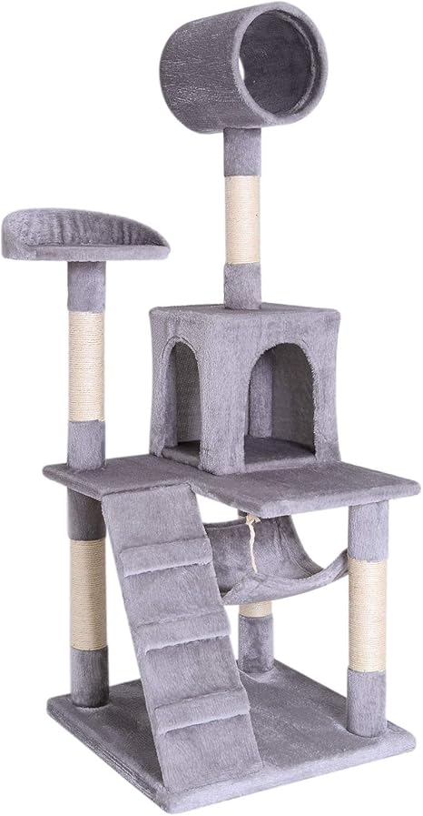 Lionto By Dibea Arbre A Chat Arbre A Grimper Griffoir Pour Chat Hauteur 133 Cm Gris Clair Amazon Fr Animalerie