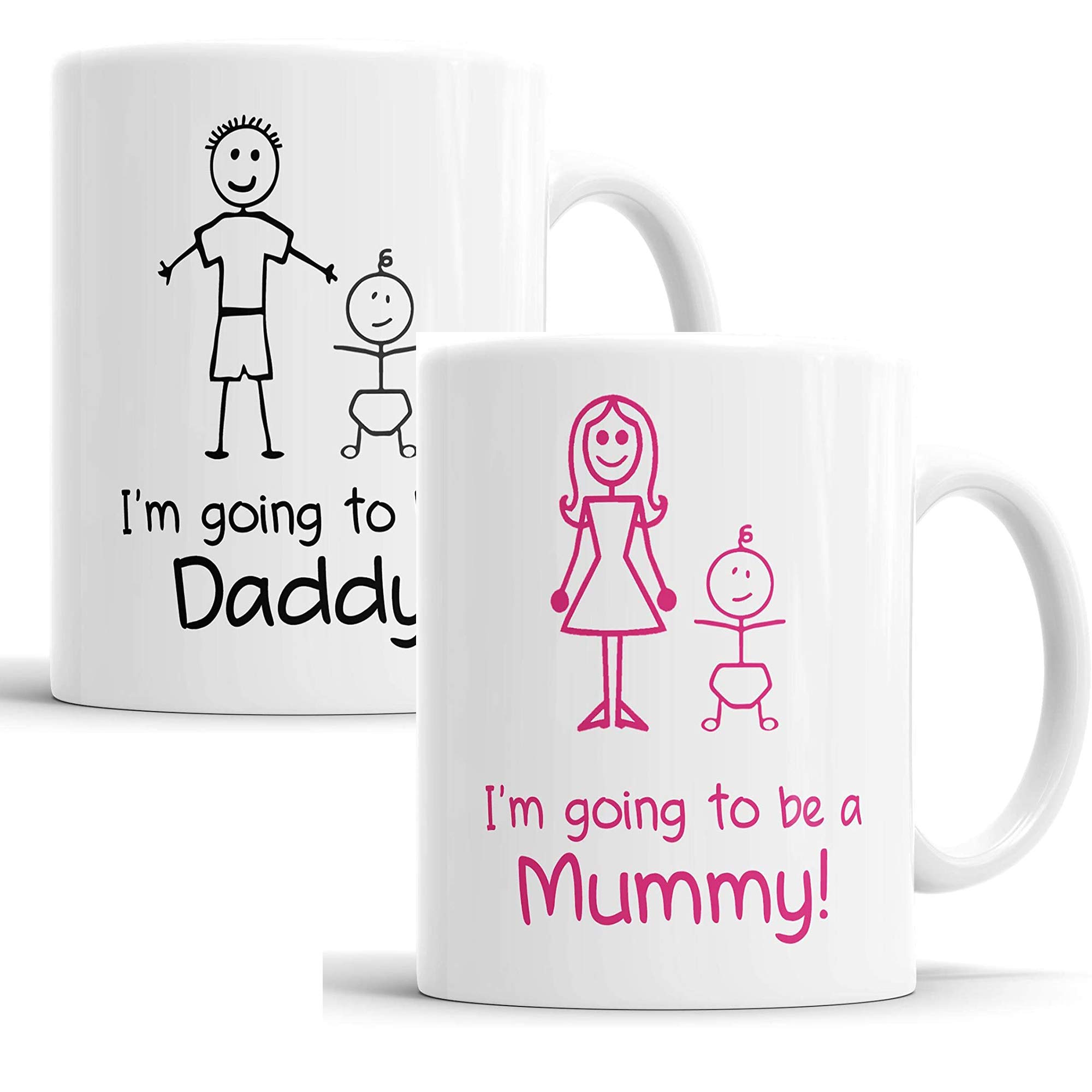 Faithful Prints Pregnancy Announcement Mug Set – ‘I’m Going to Be a Mummy & Daddy’ Mugs, Baby Shower, New Parents & Expecting Couple Present - Newborn Baby Mug Gift Set