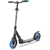 SereneLife Two Wheel Scooter for Teens, Smooth Gliding Kick Scooter for Adults w/Adjustable Height for Ages 8+, Portable All Terrain Scooter w/Carry Straps, Easy to Fold