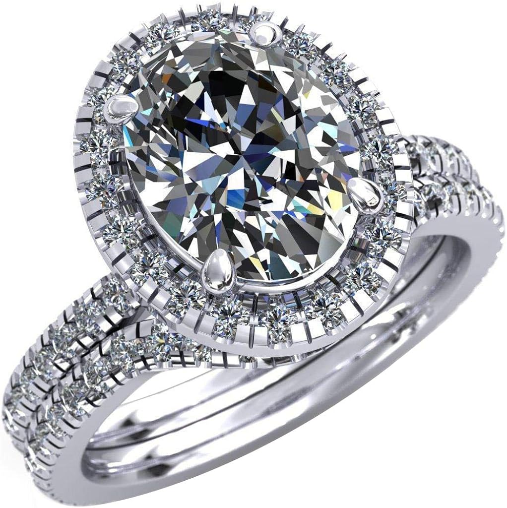 Anillo de boda de oro auténtico blanco de 10 quilates, con diamante de Anillo de boda de oro auténtico blanco de 10 quilates, con diamante de