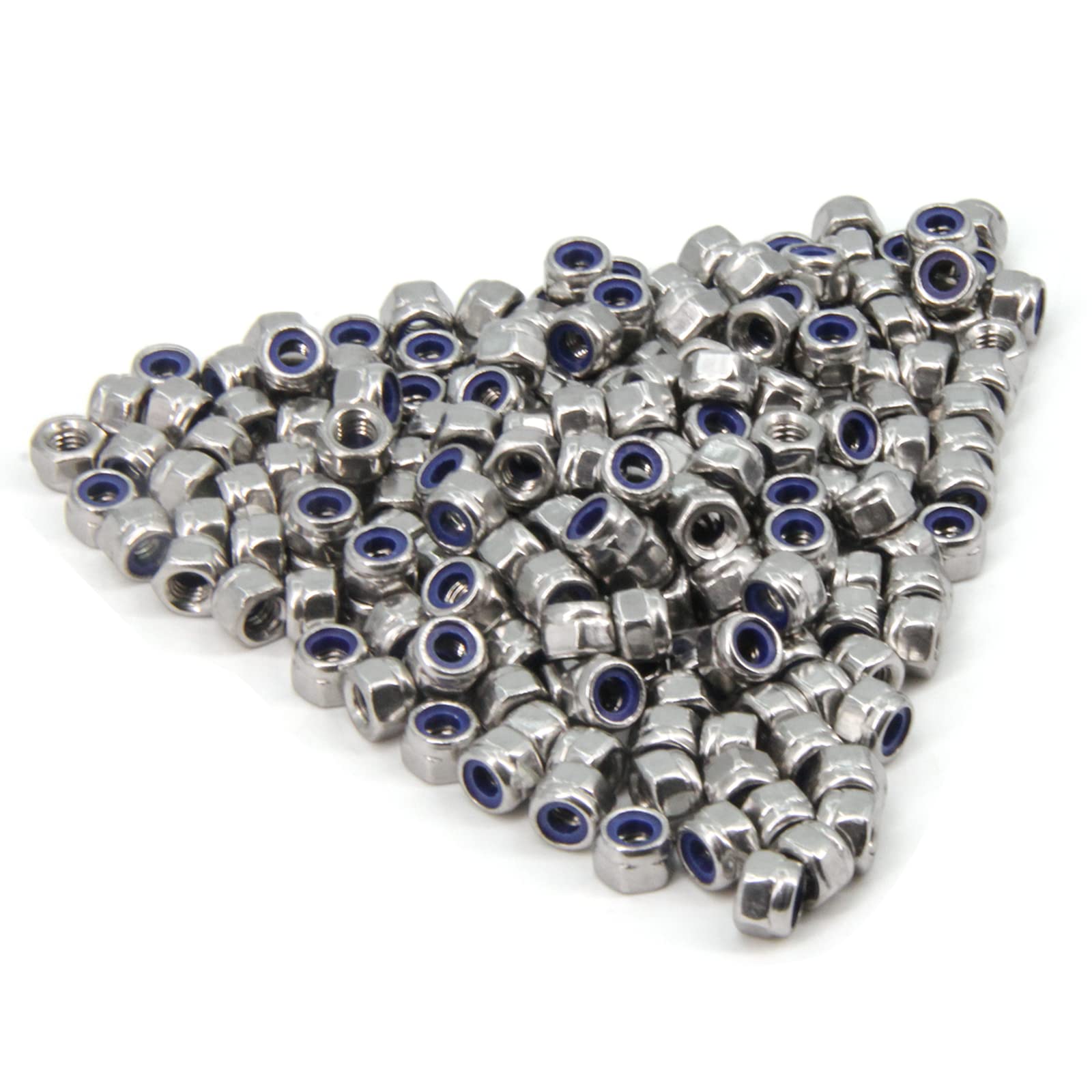 Yeebyee M4 x 0.7mm Pitch 304 Stainless Steel Self-Locking Hex Lock Nuts, Nylon Insert LockNuts Silver Metric Self Clinching Hex Lock Nuts for Hardware Parts, 200pcs/pack (M4-200pcs)