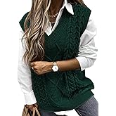 EVALESS Oversized Sweater Vest for Women V Neck Sleeveless Solid Color Loose Pullover Sweater
