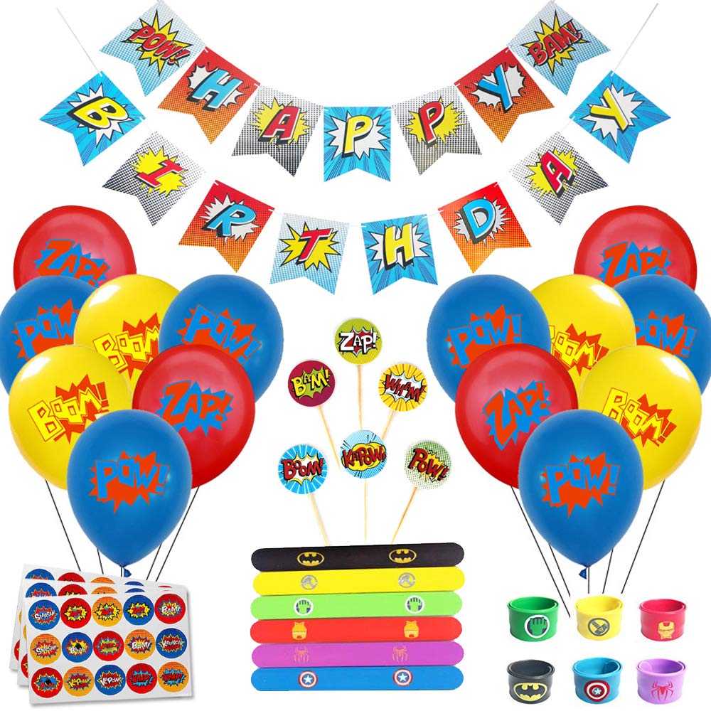 31 Packs Caicainiu Superhero Birthday Decor Set Joyeux Anniversaire Banniere Et Ballons Ballons De Baudruche Cuisine Maison