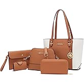 Soperwillton Handbags and Purses for Women Shoulder Tote Bags Top Handle Satchel Purse Set 5pcs