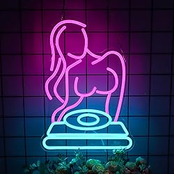 DJ LED Neon Sign,Music Room Wall Art for Bar, Party